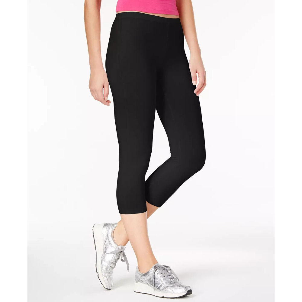 HUE Women's Soft Cotton Capri Leggings Black S Small